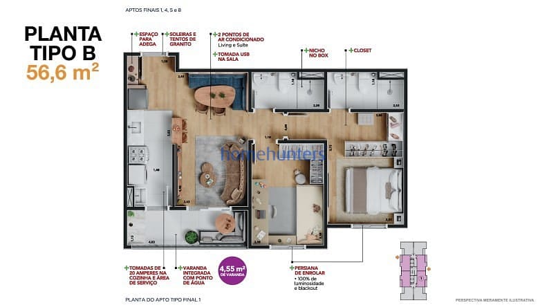 Apartamento, 2 quartos, 57 m² - Foto 8