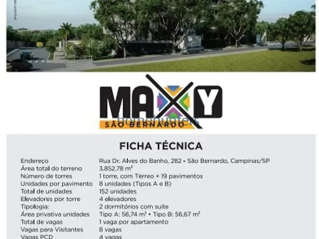 Apartamento 2 quartos e 2 banheiros, à venda, no bairro São Bernardo em Campinas