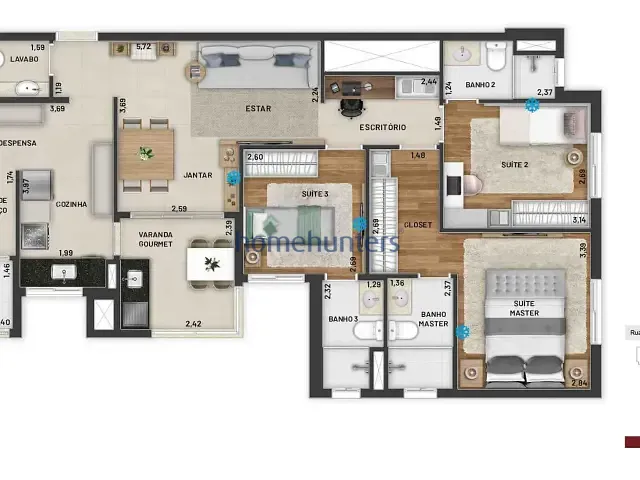 Apartamento 3 quartos e 4 banheiros, à venda, no bairro Chácara da Barra em Campinas