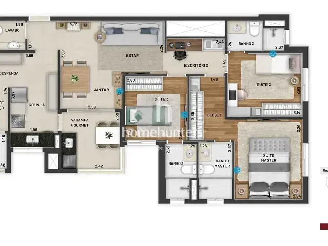 Apartamento 3 quartos e 4 banheiros, à venda, no bairro Chácara da Barra em Campinas