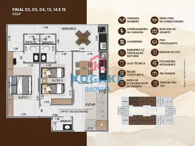 Apartamento com 66m² 2 quartos e 2 banheiros, à venda, no bairro Maranduba em Ubatuba