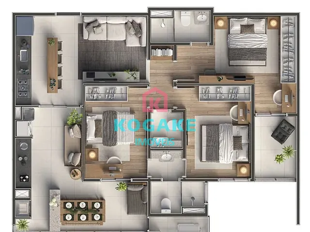 Apartamento 3 quartos e 3 banheiros, à venda, no bairro Jardim São Dimas em São José dos Campos