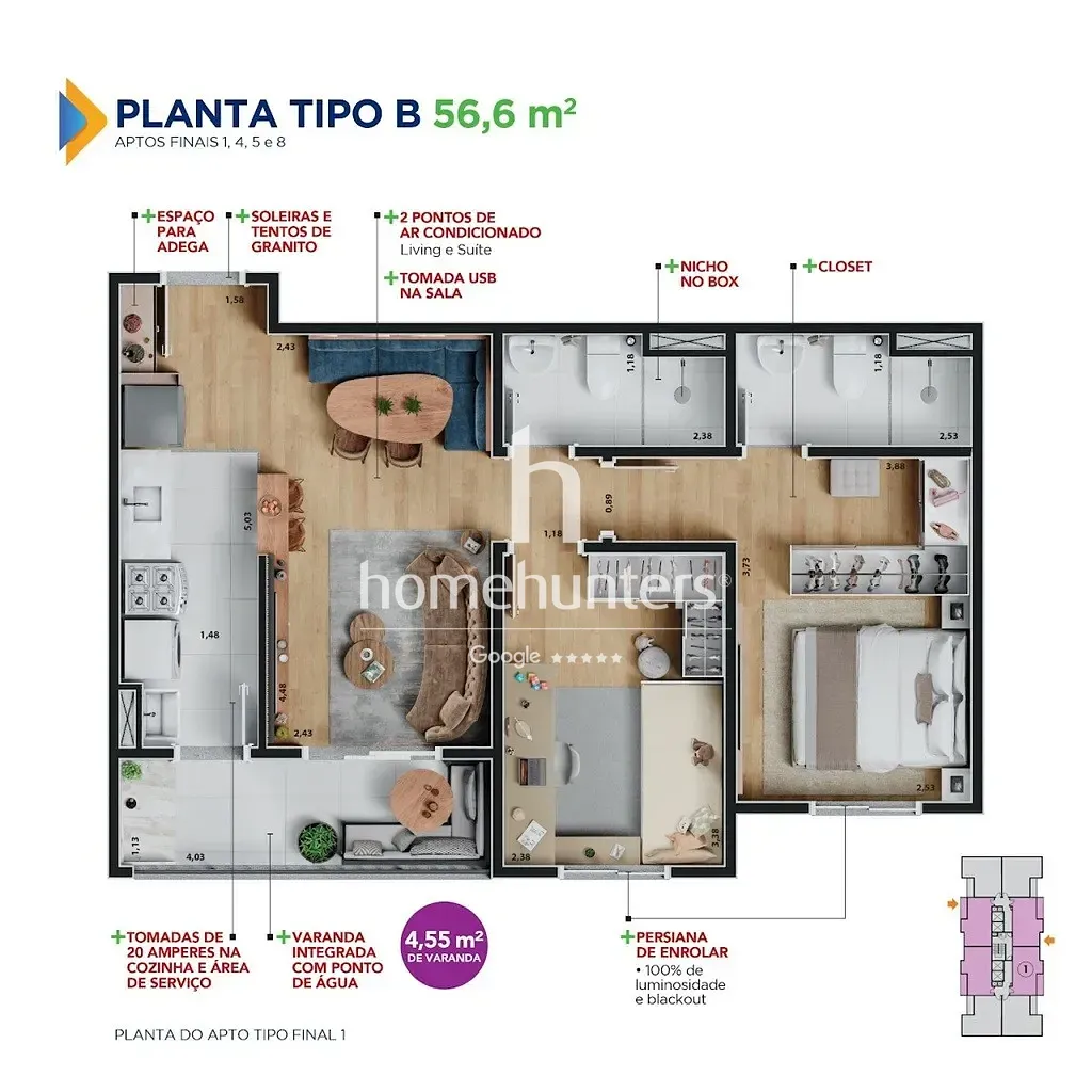 Apartamento, 2 quartos, 56 m² - Foto 22