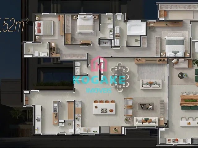 Apartamento com 236m² 3 quartos e 4 banheiros, à venda, no bairro Vila Ema em São José dos Campos