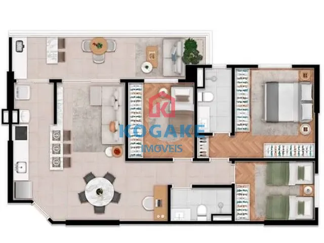 Apartamento com 92m² 3 quartos e 2 banheiros, à venda, no bairro Royal Park em São José dos Campos