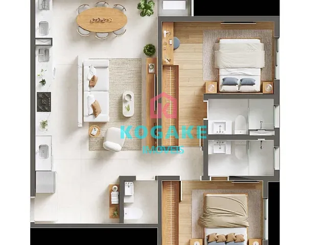 Apartamento com 73m² 2 quartos e 2 banheiros, à venda, no bairro Vila Ema em São José dos Campos