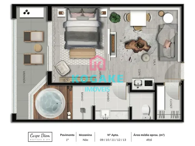 Apartamento com 50m² 1 quarto e 2 banheiros, à venda, no bairro Morro Do Elefante em Campos do Jordão