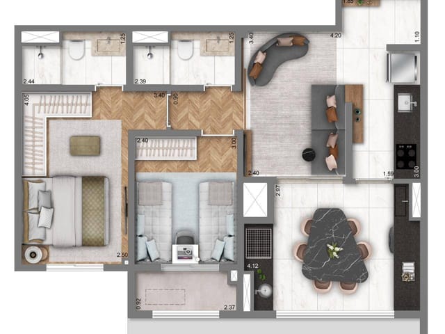 Apartamento com 63m² 2 quartos e 2 banheiros, à venda, no bairro Vila Dom Pedro I em São Paulo
