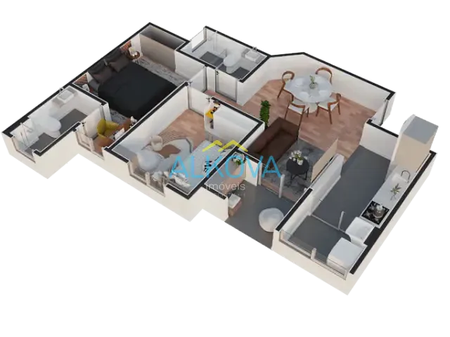 Apartamento 2 quartos e 1 banheiro, à venda, no bairro Parque Residencial Flamboyant em São José dos Campos