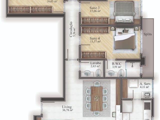 Apartamento com 162m² 4 quartos e 5 banheiros, à venda, no bairro Meia Praia em Itapema