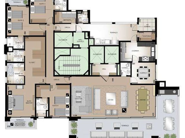 Apartamento com 344m² 4 quartos e 6 banheiros, à venda, no bairro Santa Cecília em São Paulo