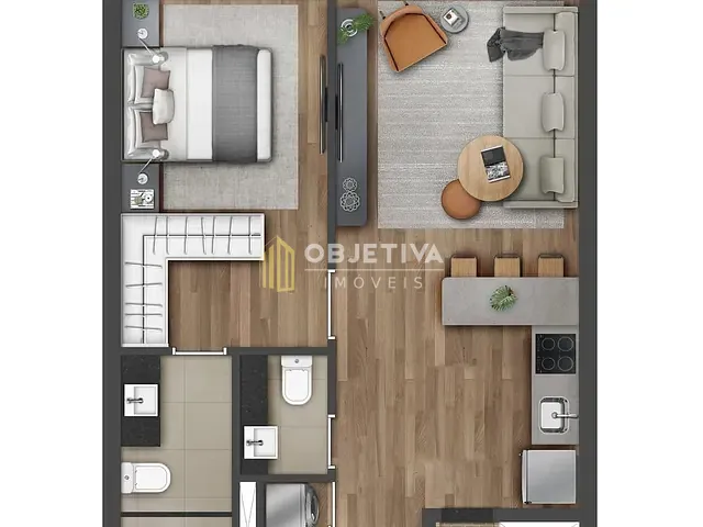 Apartamento com 47m² 1 quarto e 2 banheiros, à venda, no bairro Cidade Baixa em Porto Alegre