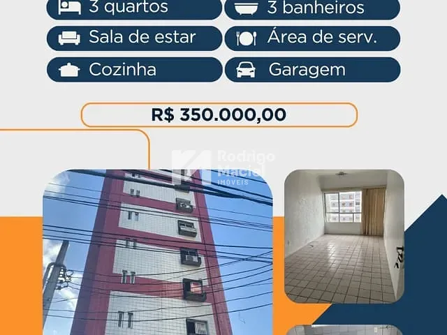 Apartamento 3 quartos e 3 banheiros, para alugar, no bairro Derby em Recife