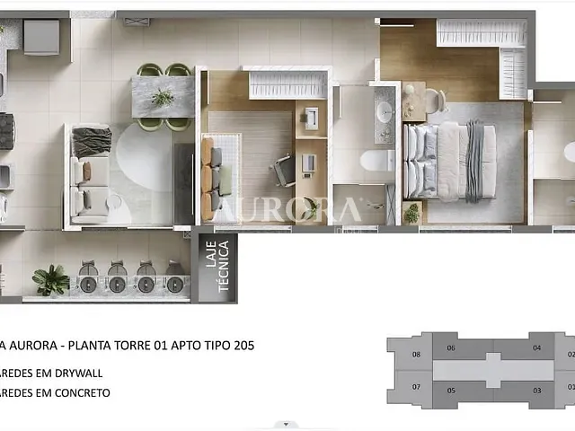 Apartamento 2 quartos e 2 banheiros, à venda, no bairro Aurora em Londrina