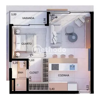 Apartamento, 1 quarto, 45 m² - Foto 2