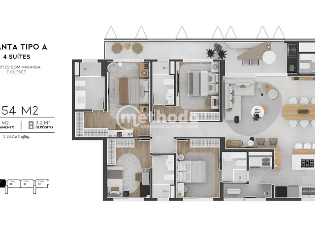 Apartamento com 150m² 4 quartos e 5 banheiros, à venda, no bairro Vila Brandina em Campinas