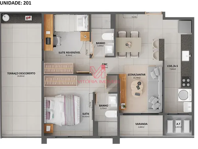 Apartamento com 77m² 2 quartos e 2 banheiros, à venda, no bairro Jardim da Penha em Vitória