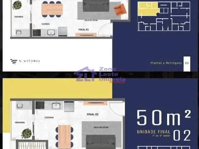 Apartamento com 51m² 2 quartos e 1 banheiro, à venda, no bairro Vila Carrão em São Paulo