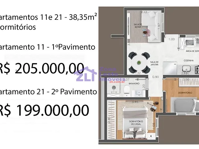 Apartamento com 38m² 2 quartos e 1 banheiro, à venda, no bairro Parque das Paineiras em São Paulo