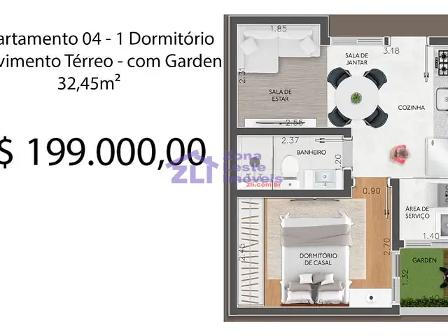 Apartamento com 32m² 1 quarto e 1 banheiro, à venda, no bairro Parque das Paineiras em São Paulo