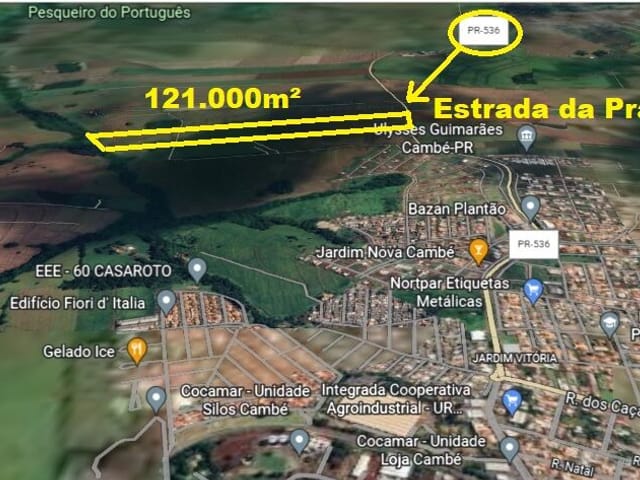Foto do Terreno - Área à venda 121000M², Conjunto Habitacional Doutor José dos Santos Rocha, Cambé - PR | EVIDÊNCIA Imóveis
