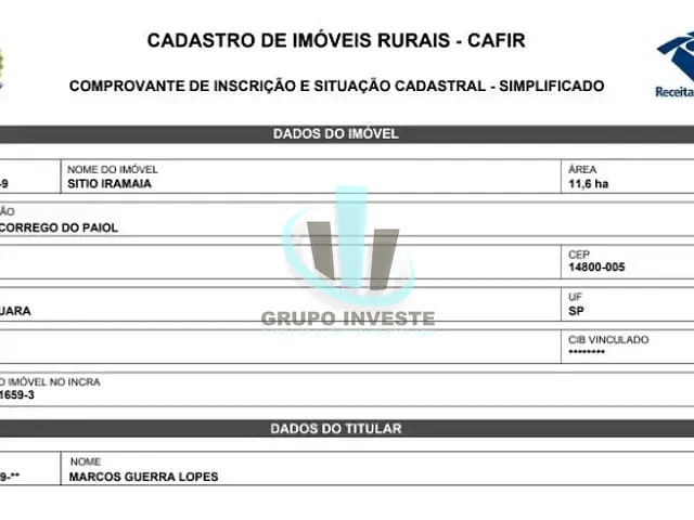 Terreno com 116000m², à venda, no bairro PARQUE TROPICAL em ARARAQUARA