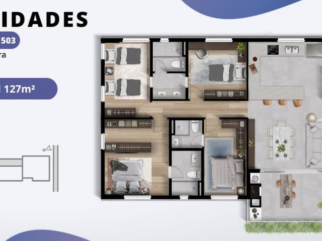 Cobertura / Penthouse com 128m² 4 quartos e 3 banheiros, à venda, no bairro Carioca em São José dos Pinhais