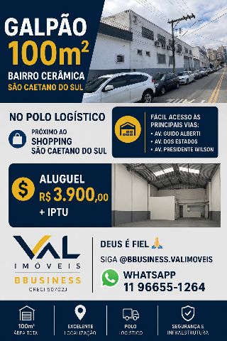 Galpão / Barracão para alugar, no bairro Santo Antônio em São Caetano do Sul