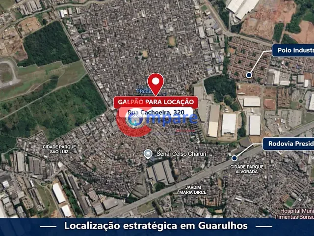 Galpão / Barracão com 815m², para alugar, no bairro Jardim Presidente Dutra em Guarulhos