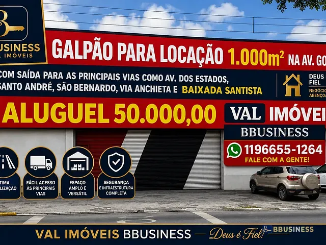 Galpão / Barracão para alugar, no bairro Santo Antônio em São Caetano do Sul