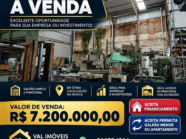 Galpão / Barracão à venda, no bairro Mooca em São Paulo