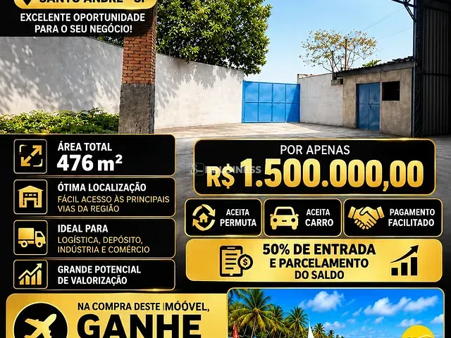 Galpão / Barracão à venda, no bairro Parque Novo Oratório em Santo André