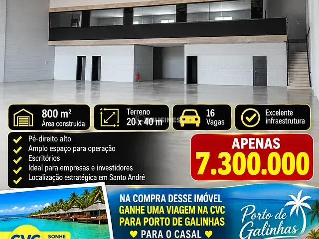 Galpão / Barracão à venda ou para alugar, no bairro Vila Valparaíso em Santo André