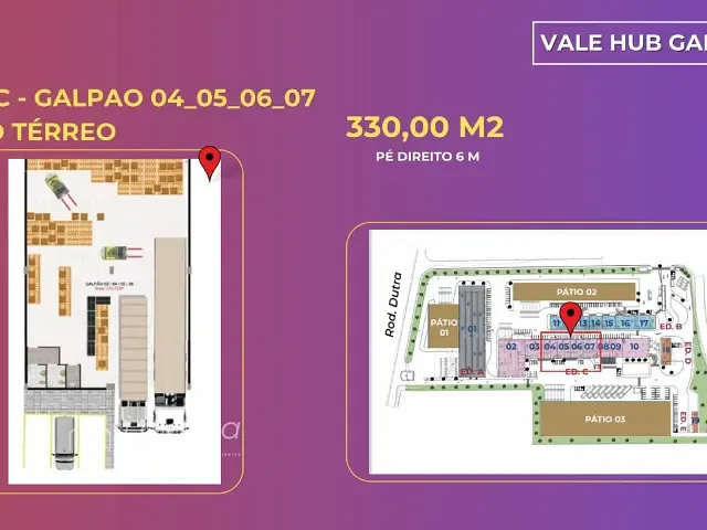 Galpão / Barracão com 330m², para alugar, no bairro Vila Galvão em Caçapava