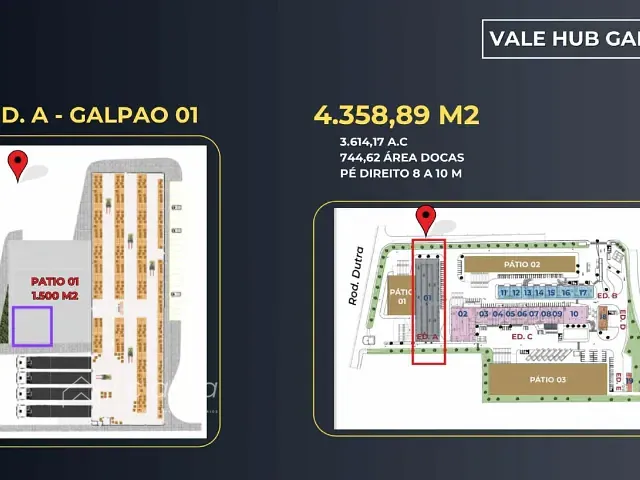 Galpão / Barracão com 4359m², para alugar, no bairro Vila Galvão em Caçapava