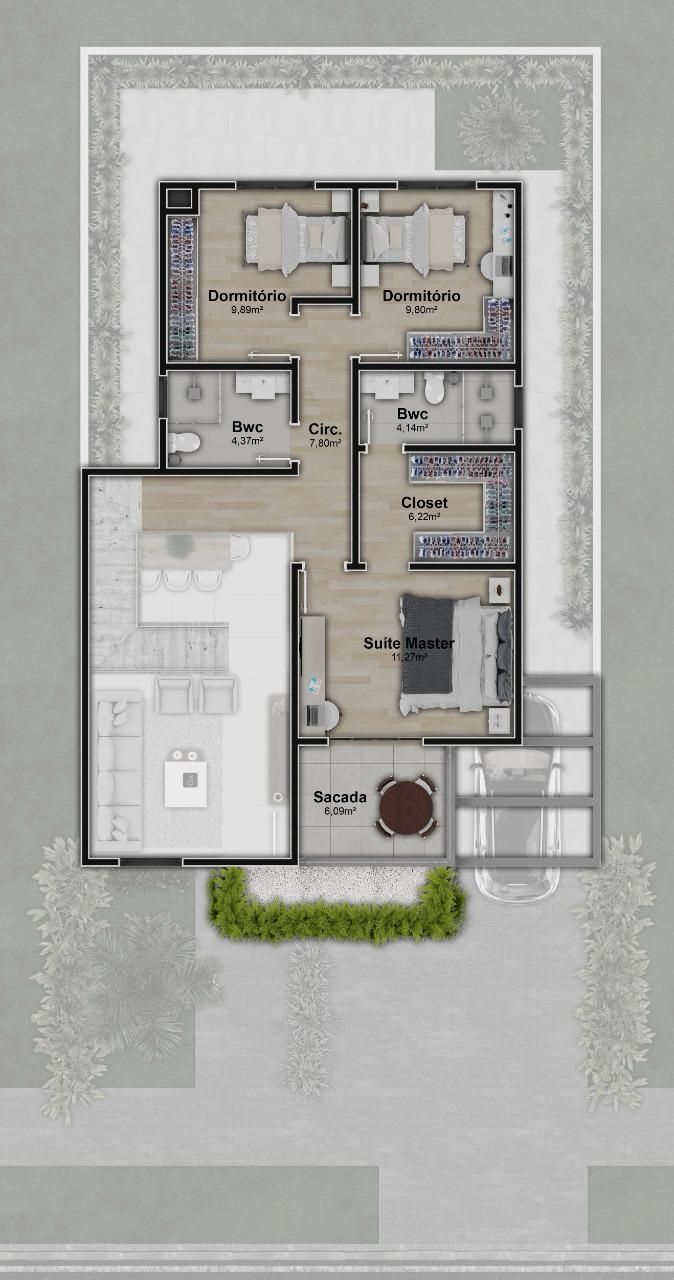 Perspectiva do Casa - Casa em condomínio à Venda, Cará-Cará, Ponta Grossa, PR | Imóveis R2