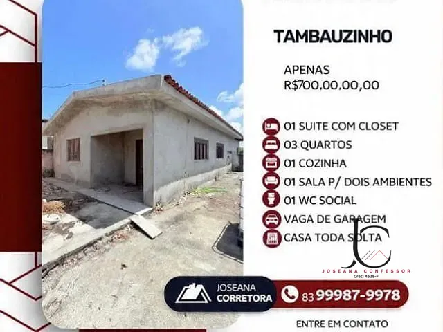 Casa 4 quartos e 2 banheiros, à venda, no bairro Tambauzinho em João Pessoa