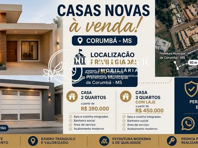 Casa 2 quartos e 1 banheiro, à venda, no bairro Dom Bosco em Corumbá