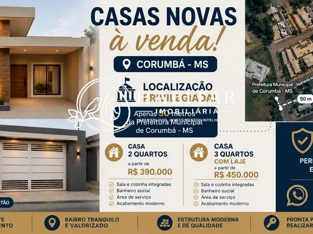 Casa 3 quartos e 1 banheiro, à venda, no bairro Dom Bosco em Corumbá
