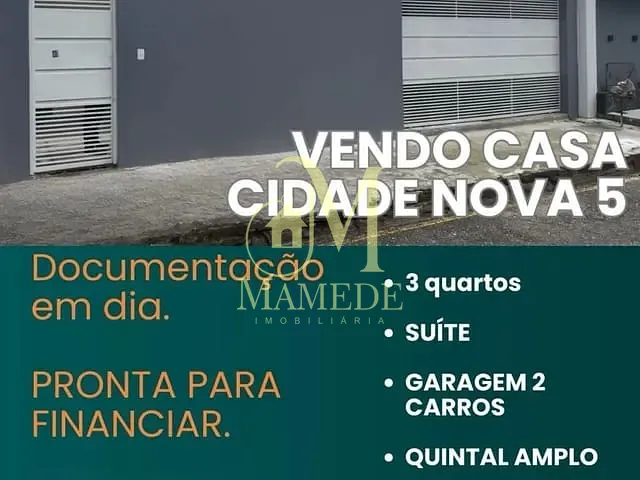 Casa 3 quartos e 2 banheiros, à venda, no bairro Cidade Nova em Ananindeua
