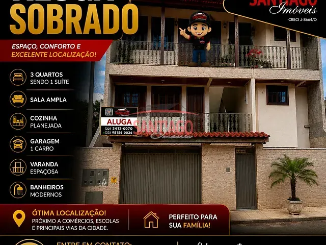 Casa 3 quartos e 1 banheiro, à venda ou para alugar, no bairro Beira Rio em Santo Antônio de Pádua