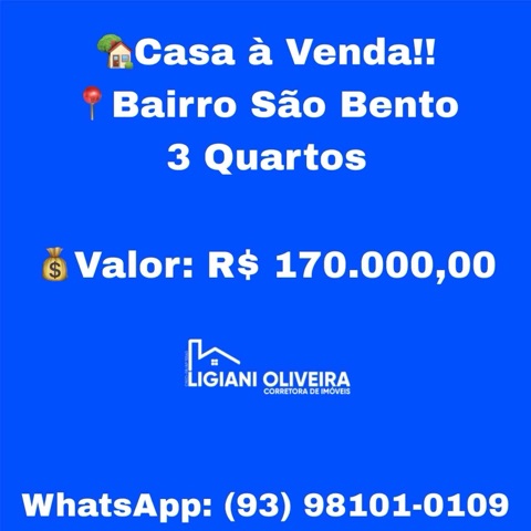 Casa com 440m² 3 quartos e 1 banheiro, à venda, no bairro São bento em Novo Progresso