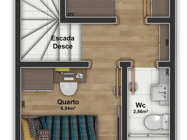 Casa com 86m² 2 quartos e 2 banheiros, à venda, no bairro Oficinas em Ponta Grossa