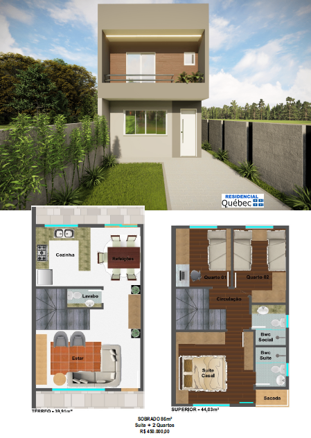 Casa, 3 quartos, 86 m² - Foto 1