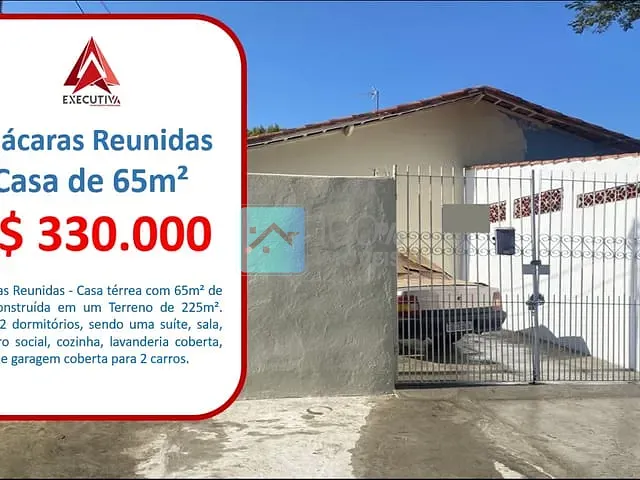 Casa com 225m² 2 quartos e 2 banheiros, à venda, no bairro Chácaras Reunidas em São José dos Campos