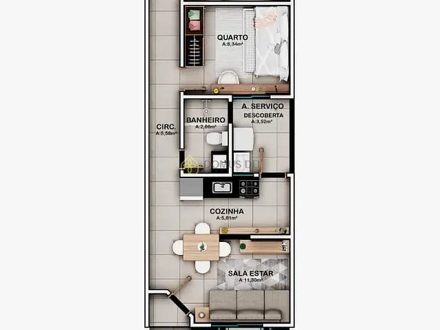 Casa 2 quartos e 1 banheiro, à venda, no bairro Vila Ursulino em Barra Mansa