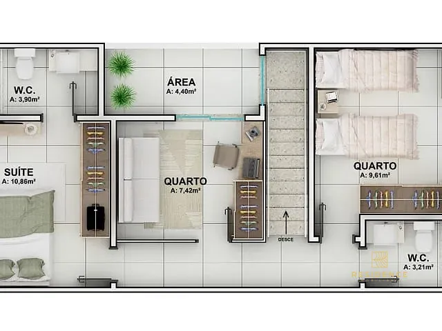 Casa 2 quartos e 2 banheiros, à venda, no bairro Santa Rosa em Barra Mansa