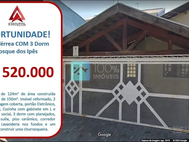 Casa com 150m² 3 quartos e 2 banheiros, à venda, no bairro Residencial Bosque dos Ipes em São José dos Campos