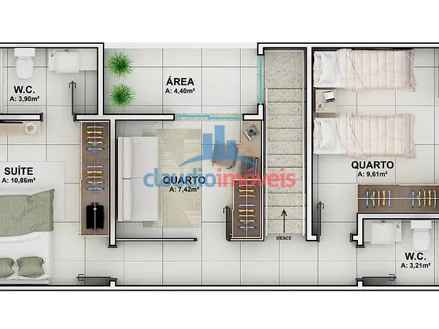 Casa com 60m² 3 quartos e 1 banheiro, à venda, no bairro Santa Rosa em Barra Mansa