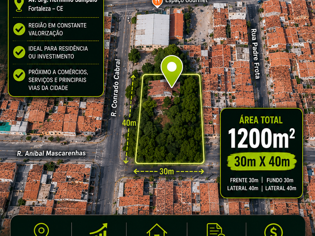 Casa com 1200m² 4 quartos e 4 banheiros, à venda, no bairro Monte Castelo em Fortaleza